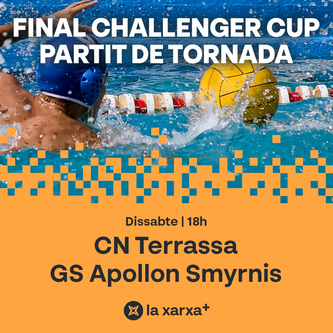 🏆🤽‍♂️| Aquest dissabte a l’#EnjocTV (18h) en directe  la #ChallengerCup de #waterpolo, tornada de la final
@WPTerrassa  🆚 Apollon Smyrnis🇬🇷
📺💻📱📡 A @CanalTerrassa i @laxarxames
#wpcat