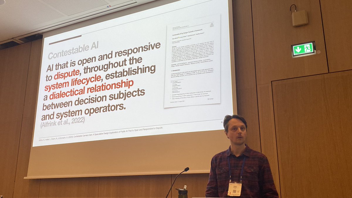 aleboz's tweet photo. Best paper awardee @kaeru presenting his work on #AI #contestability at #CHI2023 : great example of #design research contributing to shape the future of AI technology @kinddelft @idetudelft @TUDelft_AI https://t.co/DoRozXD8yX