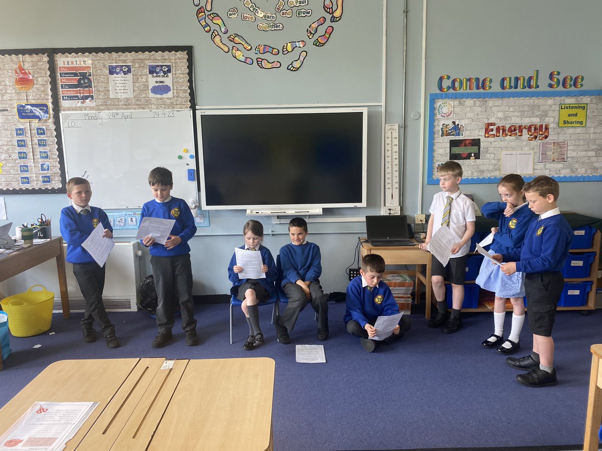 StPPPrimaryY3's tweet photo. We’ve started looking at play scripts this week. Year 3 enjoyed reading through a scene created from the book ‘Horrid Henry’ Children had a go at acting out the scene in small groups #literacy #playscripts #horridhenry https://t.co/bQF9kwMQrF