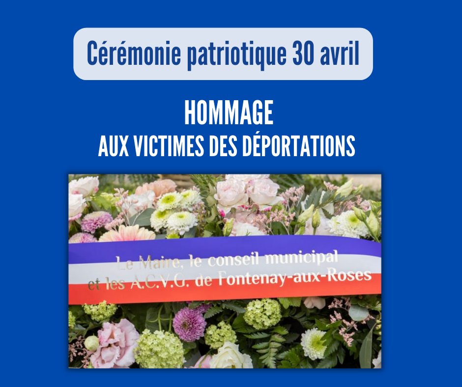fontenay92's tweet photo. #commémoration 🕊️
Hommage aux victimes des déportations : la cérémonie patriotique est organisée 

🗓️ Dimanche 30 avril - 11h
📍 Coulée verte (devant le Monument dédié aux victimes de la barbarie nazie) https://t.co/jEiCfavYKe