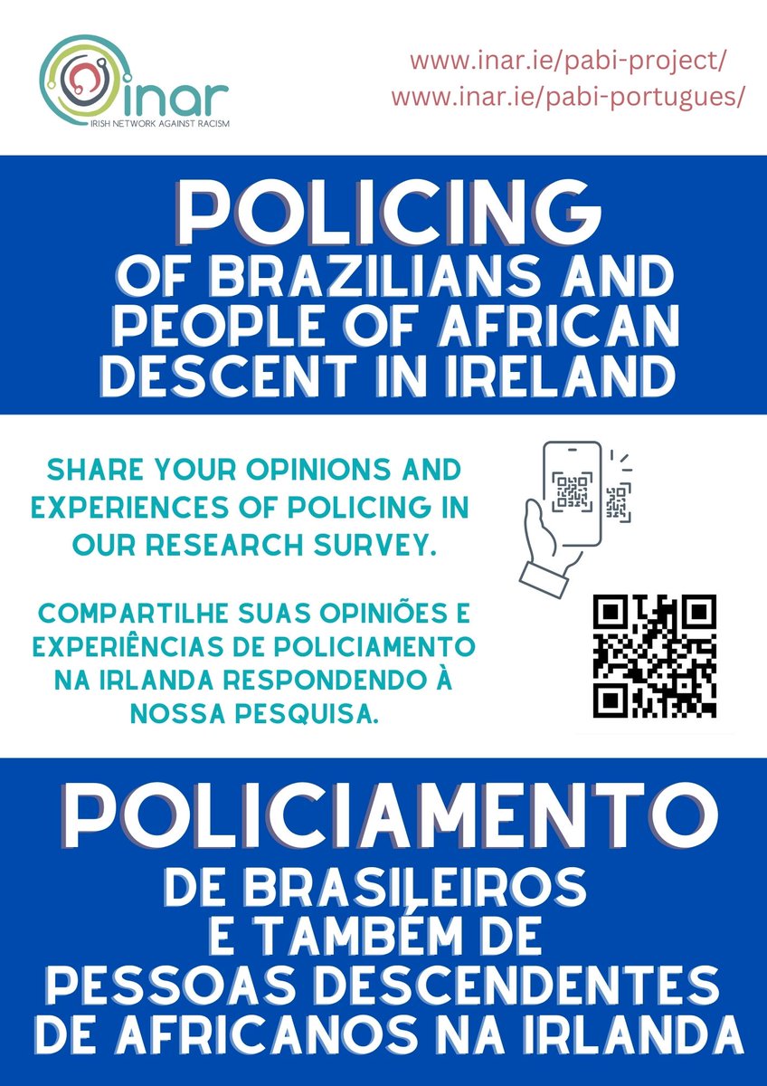 INAR, the Irish Network Against Racism @inarireland, has been commissioned by the Policing Authority to undertake research on the policing experiences of people of African descent and Brazilians in Ireland.