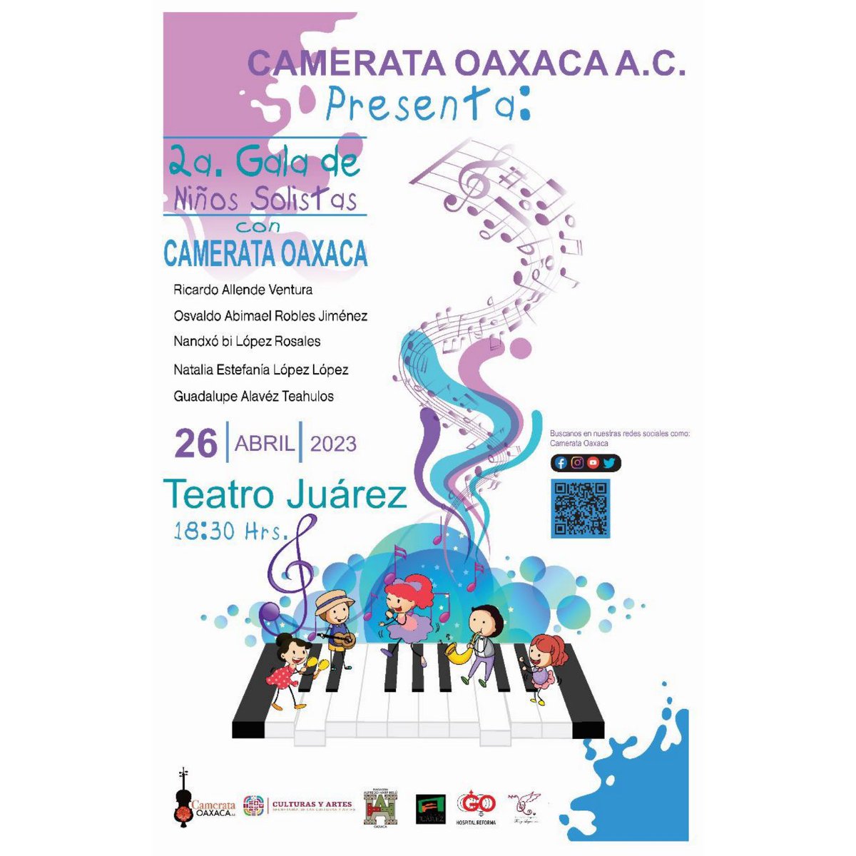 CamerataO's tweet photo. ¡Felicidades Ganadores! 
Nos vemos en @TeatroJuarezOax este miércoles 🥳 https://t.co/gwuvt4bJng