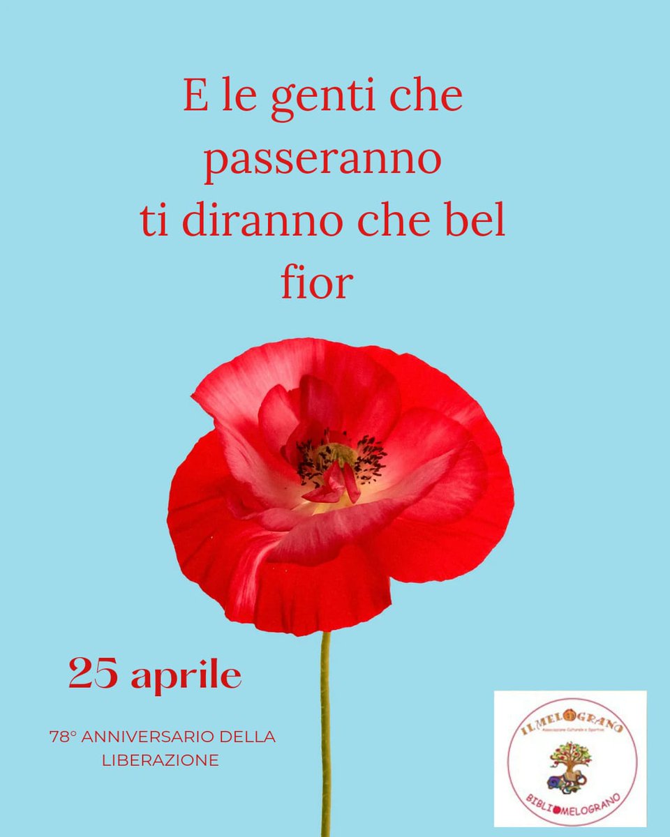 melogranoitalia's tweet photo. Buon 25 Aprile - Festa della Liberazione a tutti dal Bibliomelograno e dall'Associazione "Il Melograno Solidarietà Ambiente Cultura  APS" https://t.co/r0YLLbR7DJ