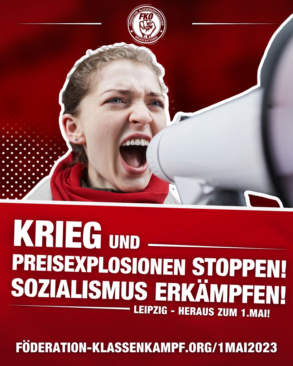 Interjugend's tweet photo. [IJ #Leipzig]
#Krieg und #Preisexplosionen stoppen! 
#Sozialismus erkämpfen!
Anreise zur Vortagsdemo nach #Dessau:
30. April // 12:40 // Gleis 10 Hbf

Revolutionäre #1Mai Demo:
1. Mai // 15:00 // Südplatz
Hinein in den Sozialistischen Block!
#de3004 #le0105 https://t.co/CKicNKrL1j