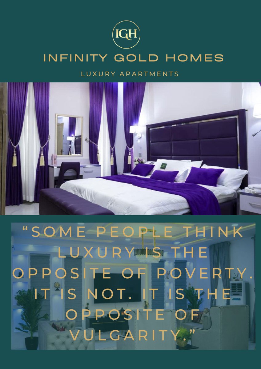 InfinityGoldHo1's tweet photo. It’s the month end and you definitely deserve to be taken care of in luxury and style 😍💵

Book any of our luxurious apartments put together just to suit your taste 🥂

For Enquiries and Bookings✍️

WhatsApp: 07035329376/0813341477 https://t.co/QX2swZ0HDe