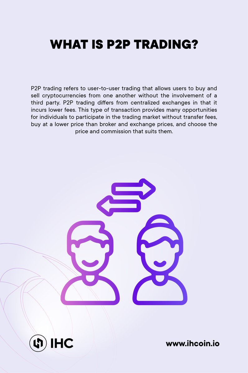 IHCoinofficial's tweet photo. 🔎 What is P2P trading and how does it work

P2P trading refers to user-to-user trading that allows users to buy and sell cryptocurrencies from one another without the involvement of a third party.

#IHC #Blockchain #Token #Crypto #InflationHedgingCoin https://t.co/fFsoQwVs05