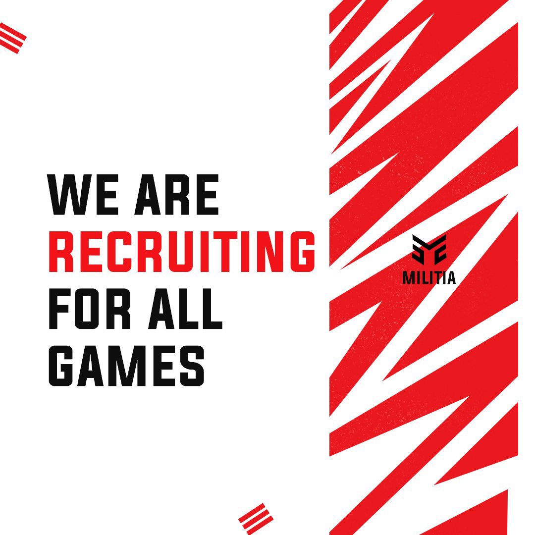 IVIAxtrix's tweet photo. Gamers unite! Sick of solo play? Militia's got your back. Join our epic online community for the ultimate gaming experience. Ready for the challenge? Let's do this! #CallofDuty #VALORANT #Fortnite #RainbowSixSiege #RocketLeague #GTA #GamersUnite https://t.co/CWtkAwftPn