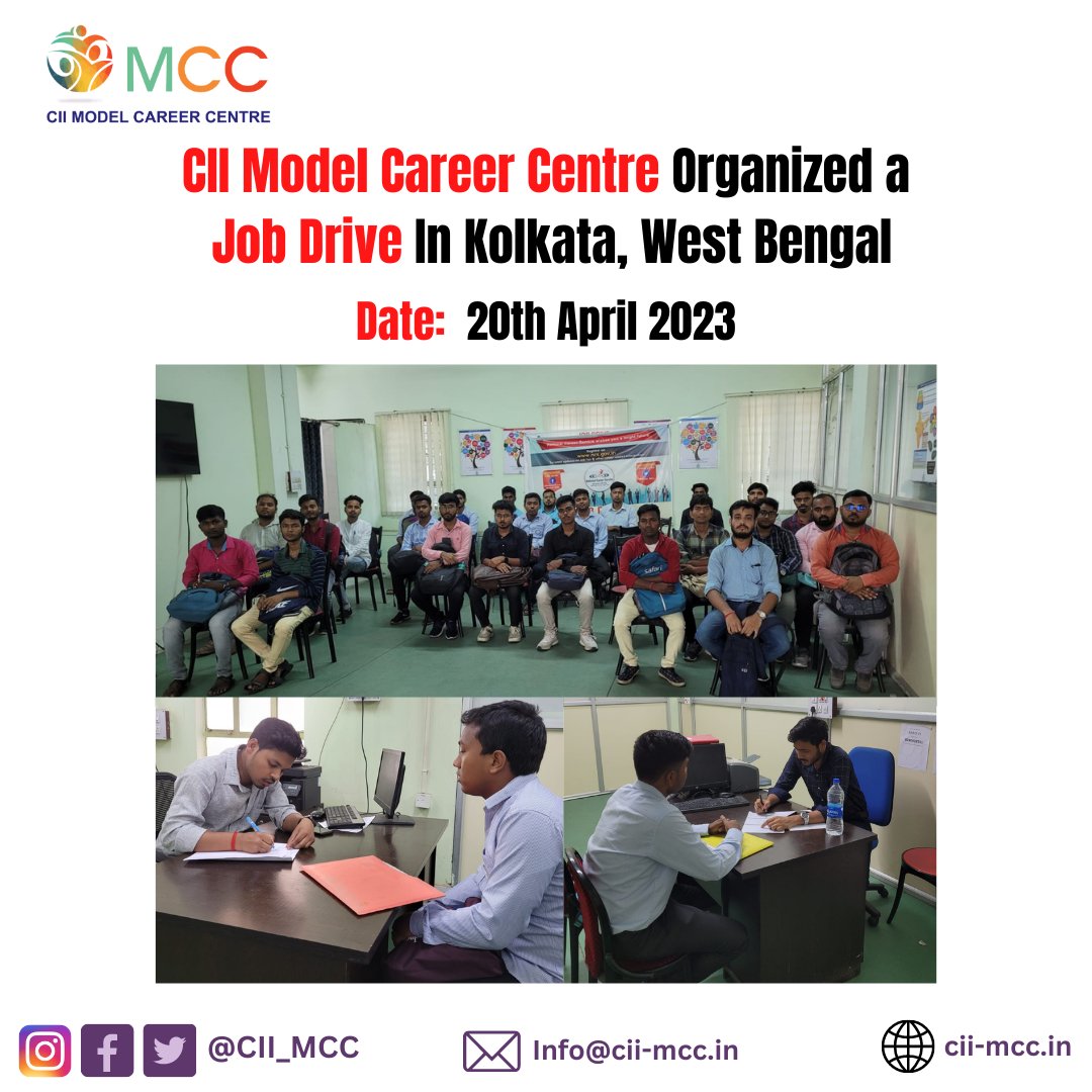 On 20th April 2023, @cii_mcc Organized a #job Drive at Bhavan Purta Salt Lake, Kolkata – 700091

#jobadvertisement #jobalerts #jobdrives #ciimcc #kolkatajobs #kolkatahiring