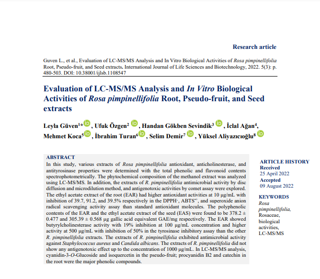 int_sci's tweet photo. Evaluation of LC-MS/MS Analysis and In Vitro Biological Activities of Rosa pimpinellifolia Root, Pseudo-fruit, and Seed extracts
#Rosapimpinellifolia #Rosaceae #biologicalactivities #LCMSMS #root #Pseudofruit #seedextracts #antioxidants #antityrosinase
https://t.co/HB90PPlL7f https://t.co/UWDPF1s5Tu