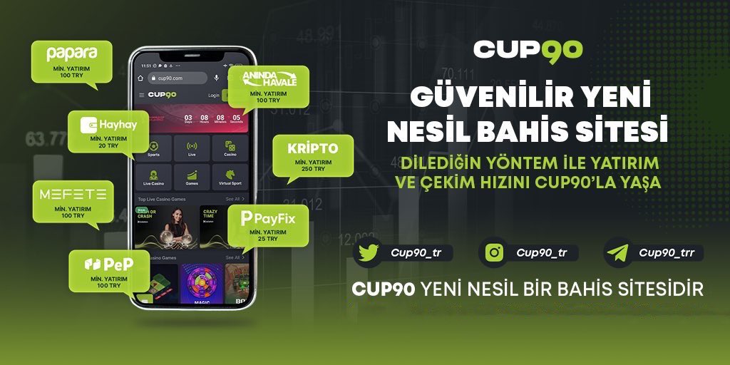 💳💸Dilediğin Yöntem İle Yatırım Ve Çekim Hızını Cup90’da Yaşa!

🏆CUP90 YENi NESiL BiR BAHiS SiTESiDiR!

Üye Ol📲Fırsatları Kaçırma

⇨ bit.ly/cup90_tr ⇦
