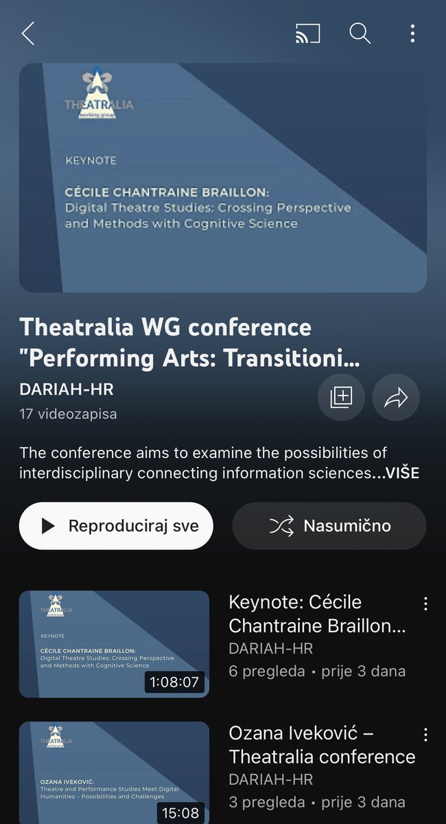 💻Dear all, we invite you to watch the video presentations from the Theatralia conference that you missed at: youtube.com/playlist?list=… Please like and subscribe 😀
