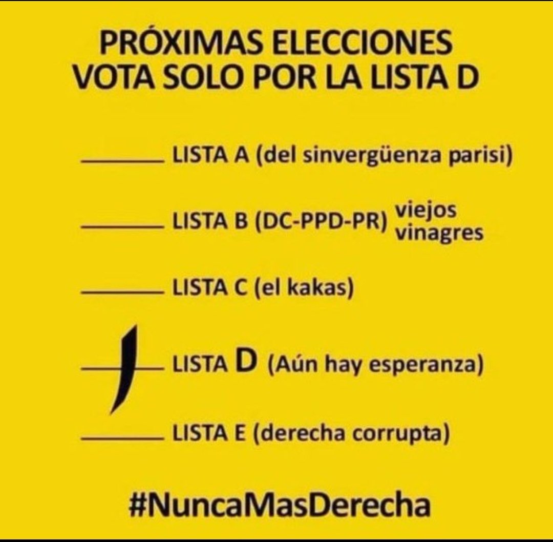 boxcarter1's tweet photo. Vota D. https://t.co/cDAbPwD5wd