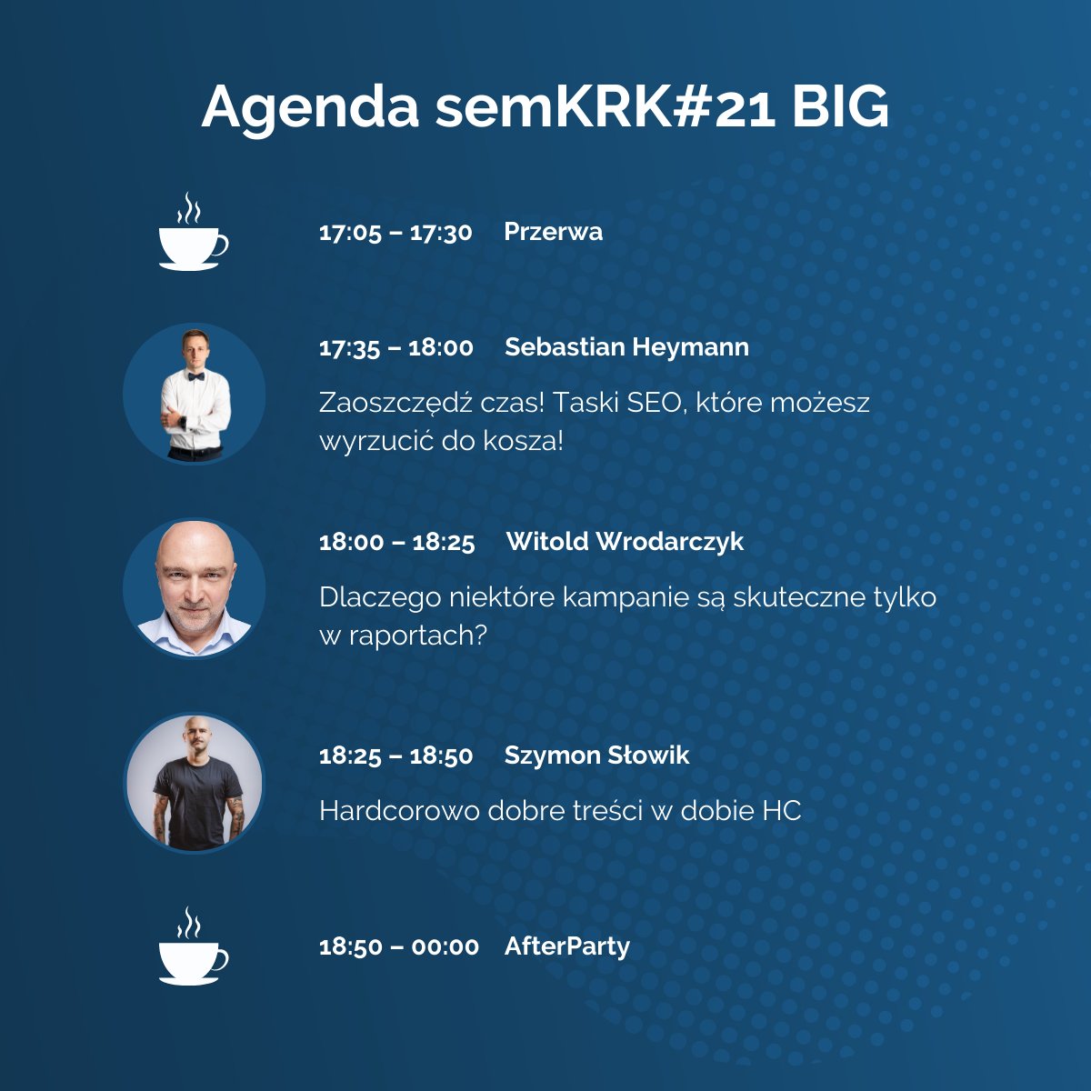 Mamy to! Ogłaszamy pełną agendę semKRK#21 BIG! 🔥

Poznaj wszystkie tematy wystąpień oraz prelegentów i prelegentki, a potem złap swój bilet! Podczas tej edycji nie nagrywamy prelekcji, więc to jedyna okazja, by zdobyć unikatową wiedzę 🚨

Kup bilet ➡ semkrk.pl