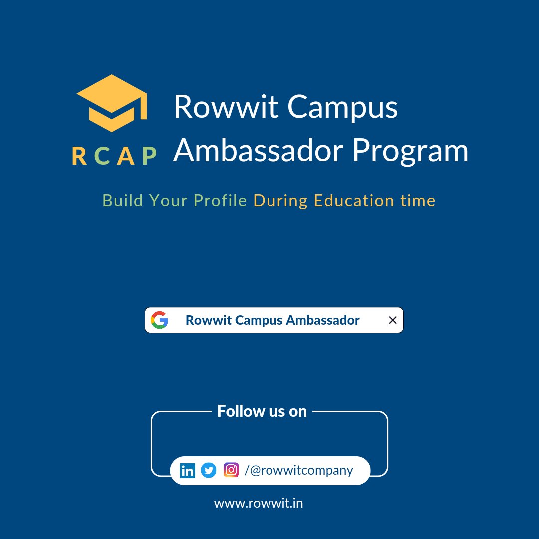 Rowwitcompany's tweet photo. #RowwitCampusAmbassador #Campus #startups #internships #technology #stipend https://t.co/AjEWbnuO9i