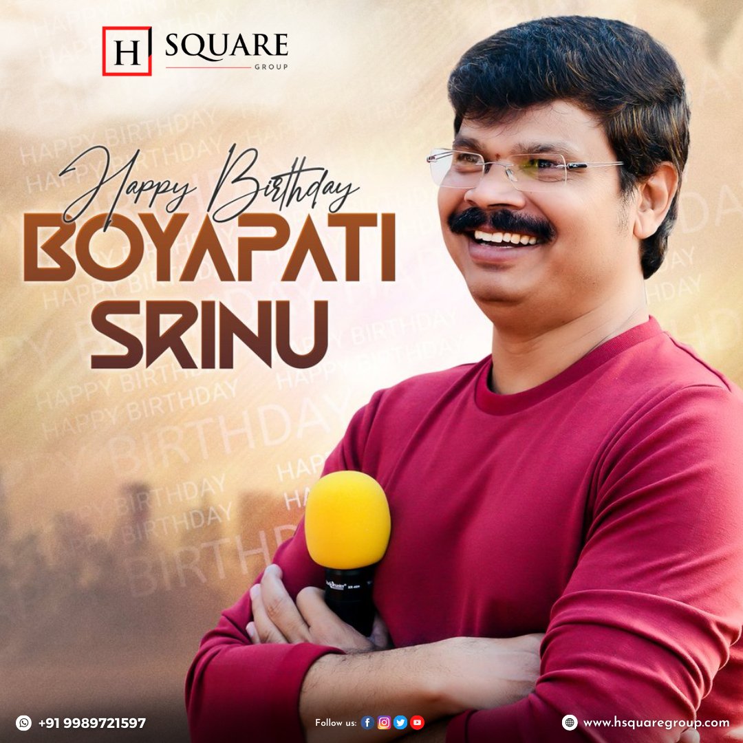 HADigitals's tweet photo. #HSquareGroup  wishing the director who redefined MASS in his own style and created an impact, #BoyapatiSrinu a very Happy Birthday!🎉
Wishing you another MASSive Blockbuster year ahead with #BoyapatiRAPO!!💥

#HappyBirthdayBoyapatiSrinu #HBDBoyapatiSrinu  #HemanthKumarPedhiredla https://t.co/fKYvRlPtWM