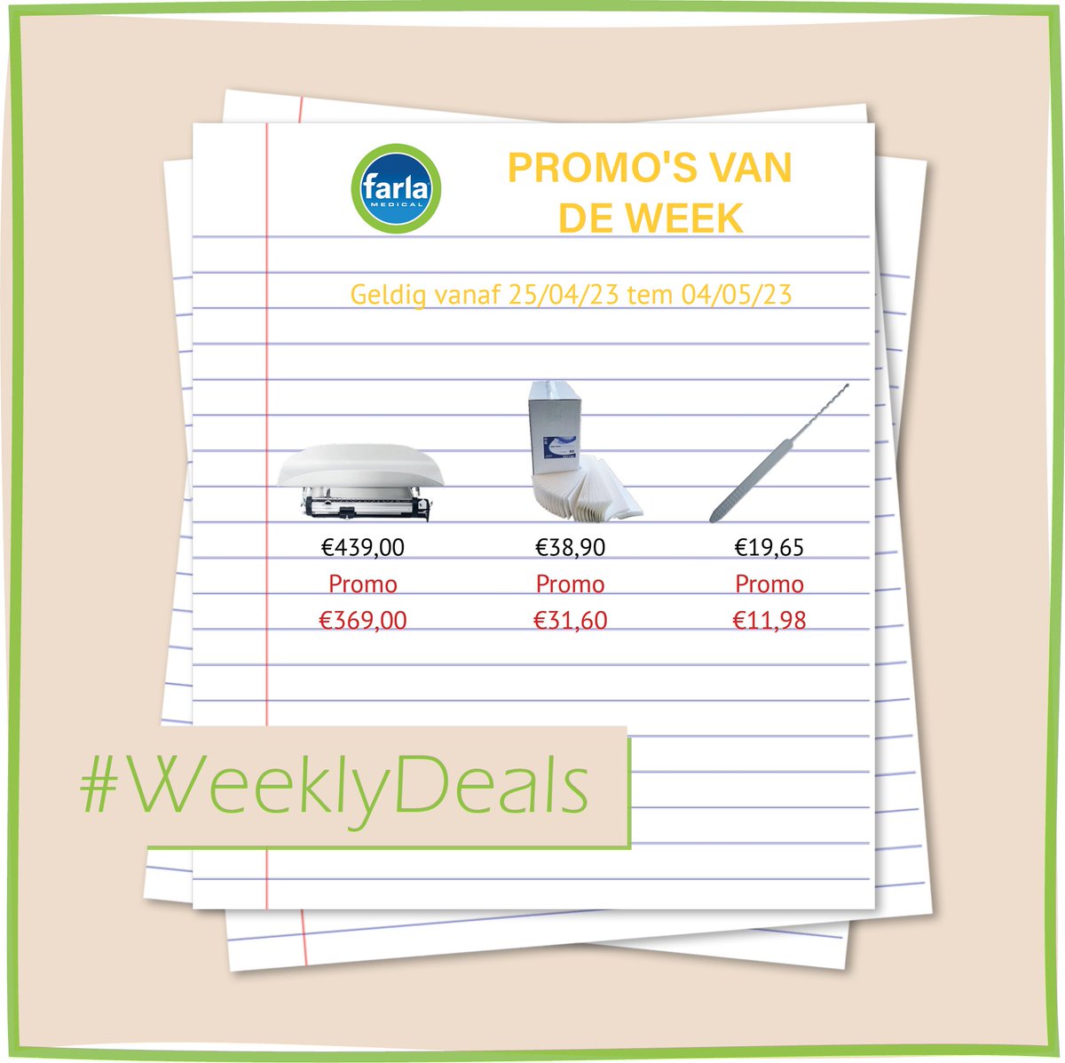 FarlaMedical's tweet photo. Ontdek de promo's van de week (25/04 tem 04/05)!
#farlamedical #promotie #deals #promosvandeweek #medical #medischmateriaal #seca  #secababyscale #diagnose #babyweegschaal #hygiëne #nonwovenwipes #steriele_instrumenten #iudremoval #iudinstruments 

https://t.co/eBZ7s09HPo https://t.co/AxiWNv75sS