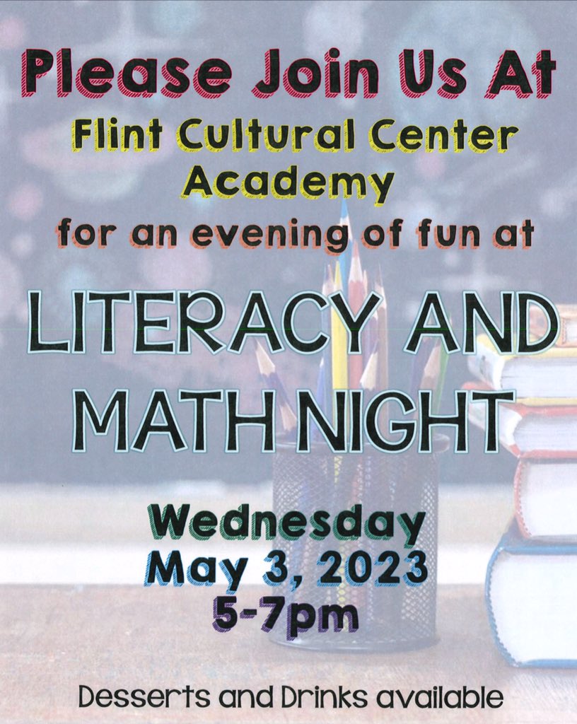 Mark your calendars! We hope to see our parents and scholars at Literacy and Math Night Wednesday, May 3, to engage in family math and literacy actvities!