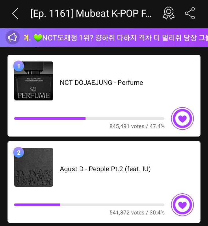 PLEASE vote for "People Pt.2" on the mubeat app to guarantee its win on Music Bank!! This might be our last chance to get it a win!

Haegeum is not available for pre-voting here yet so it's gotta be People Pt.2! Only 16 hours left! mubeat.page.link/XLuJ