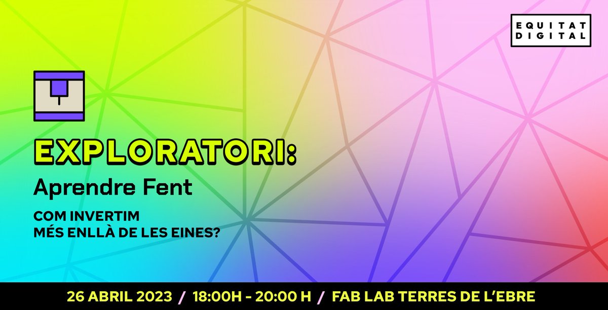 hgardo's tweet photo. 📢DEMÀ el FAB LAB Terres de l'Ebre acull l'exploratori de la @FundacioBofill per parlar de #culturamaker, #educació i #EquitatDigital
🗨️Diàleg @elenavercher + @SantiFu
🛠️Tallers maker del projecte #CircularLAB
✍️Inscripció: https://t.co/PZBUhzHTW4 https://t.co/uYu0QQMbTH