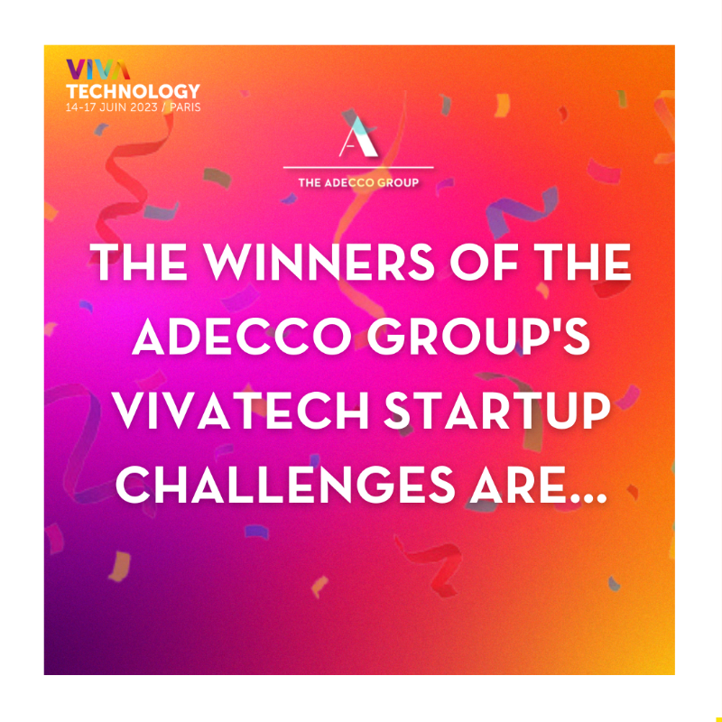 VivaTech's tweet photo. The winners of @AdeccoGroupFR's #VivaTech Startup Challenges are here! 🎉

1️⃣ @kiraelearning: videogames &amp; VR tech for soft skills.

2️⃣ Coss by @app5feedback: certifies soft skills through feedback.

Meet them in June at the @AdeccoGroup stand &amp; assess your soft skills 🚀