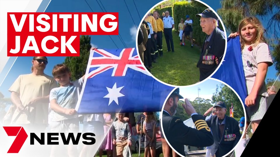 7NewsSydney's tweet photo. ANZAC Day: Many of our oldest veterans now find it too much to march in the big city parades. But where there's a will there's a way. And at Avoca, one of our great World War II veterans, Jack Bartlett, is now honoured annually at his own front door. https://t.co/ZQHjf5mmHE https://t.co/h7645xBNOT