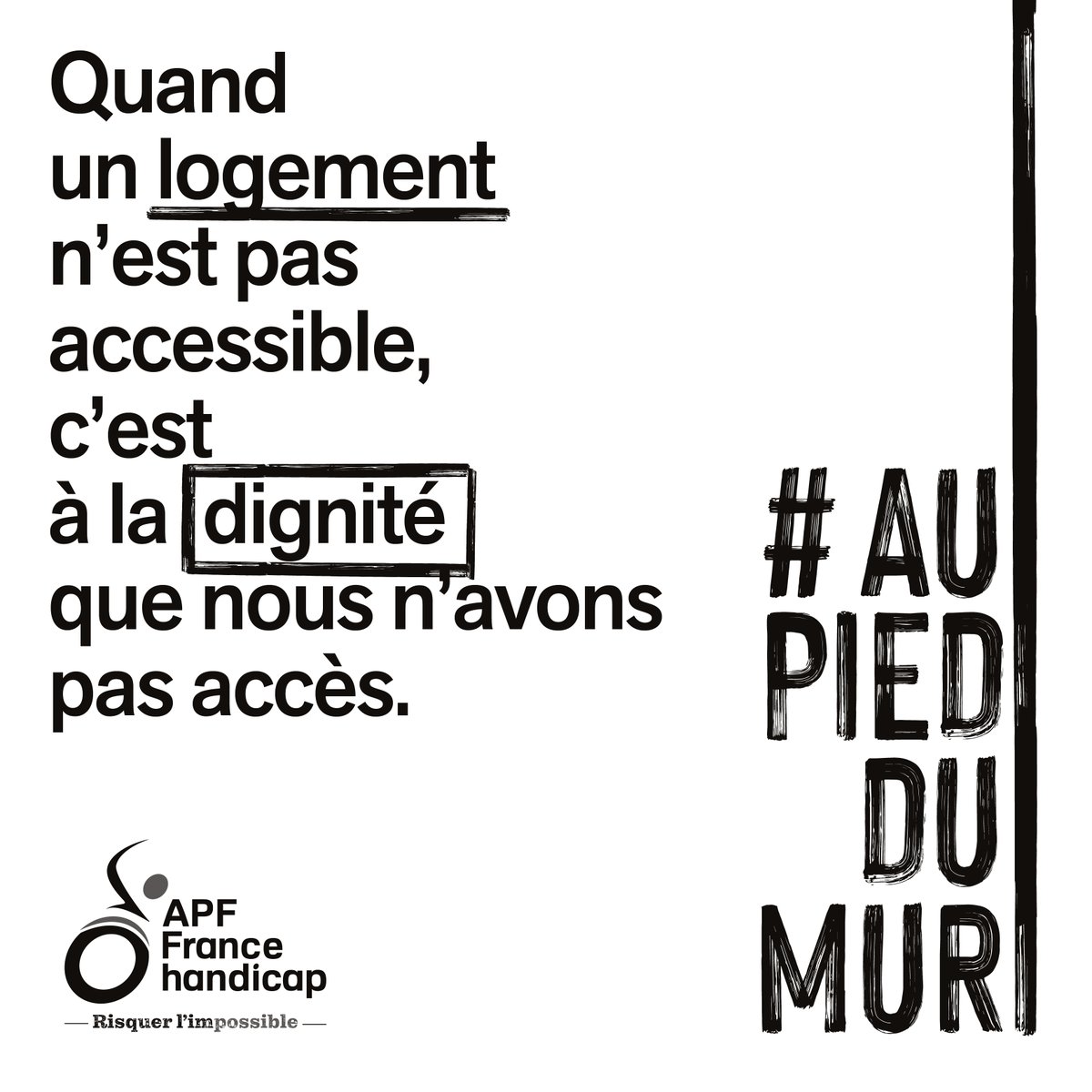 🚨 Manque d’accessibilité = dignité bafouée De nombreuses personnes handicapées ne peuvent accéder à 1 logement décent car trop sont inadaptés. Elles sont au pied du mur. En 2023, ça suffit. Mettons l’État #AuPiedDuMur, exigeons des mesures concrètes.✊ bit.ly/3N4AUiI