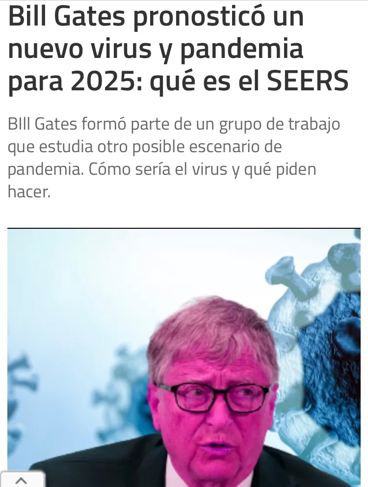 🚨ADVERTENCIA🚨

Bill GATES“predice”una PLANDEMIA para 2025 y sabe hasta qué virus será

¿Hasta CUÁNDO vamos a SEGUIR en MANOS de estos PSICÓPATAS GENOCIDAS?

Tienen UNA AGENDA y la VOLUNTAD de CUMPLIRLA MATANDO a MILES de MILLONES

Si EXISTE el DEMONIO,sin DUDA es ESTE PERSONAJE