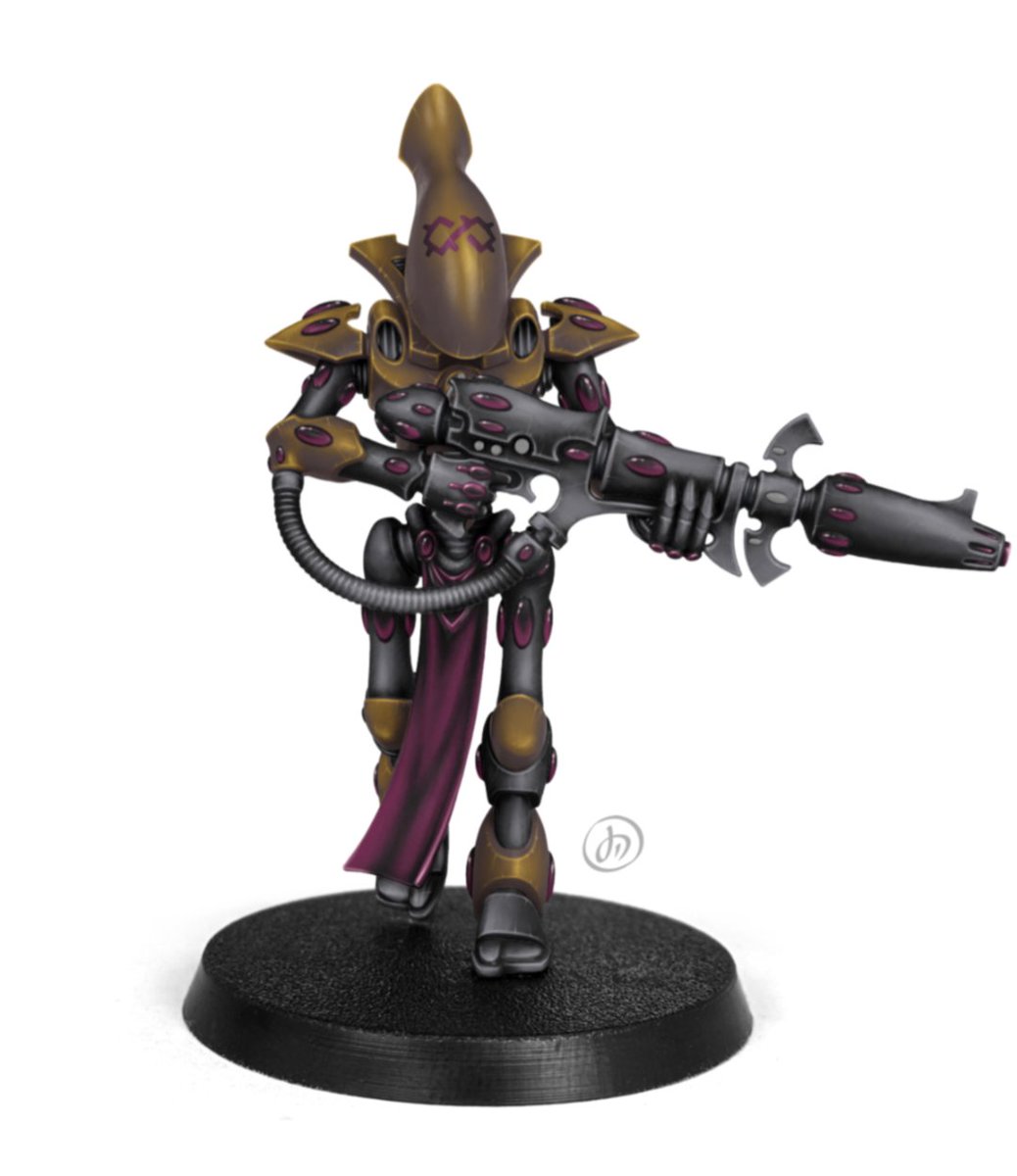 TripleD40k's tweet photo. I've always wanted an Eldar force, and having got some beautiful 'iron ore' dztv dice before they split up I decided to match the army scheme to the dice.

These are some images generated using #impcat that I'll use as reference material when painting them. https://t.co/xAVWlCIXq7