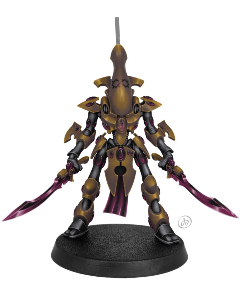 TripleD40k's tweet photo. I've always wanted an Eldar force, and having got some beautiful 'iron ore' dztv dice before they split up I decided to match the army scheme to the dice.

These are some images generated using #impcat that I'll use as reference material when painting them. https://t.co/xAVWlCIXq7