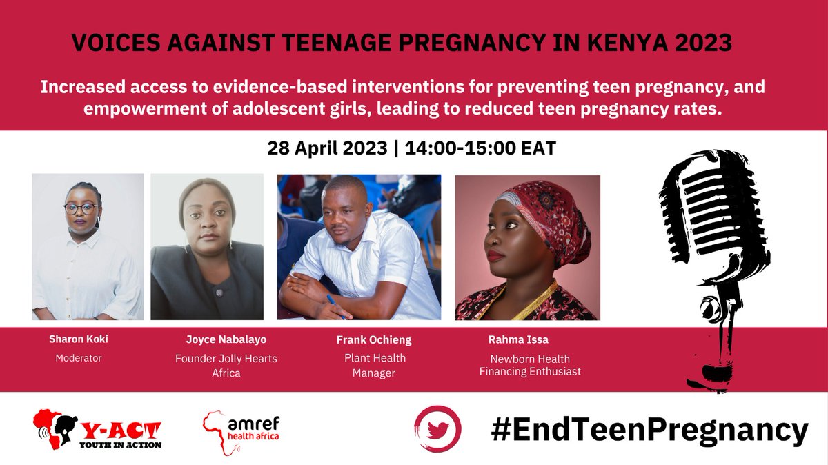 Let engage and discuss how we can prevent and reduce teenage pregnancies rate in Kenya. #EndTeenPregnancy. @YouthActKE @ngila_emmanuel @KCYG001 @TwahaMaimuna @JumaPambajuma61 @Ally_Abdalla10 @UzalendoI @Amref_Kenya @DreamAchieversk @PwaniYouth @UNFPAKen