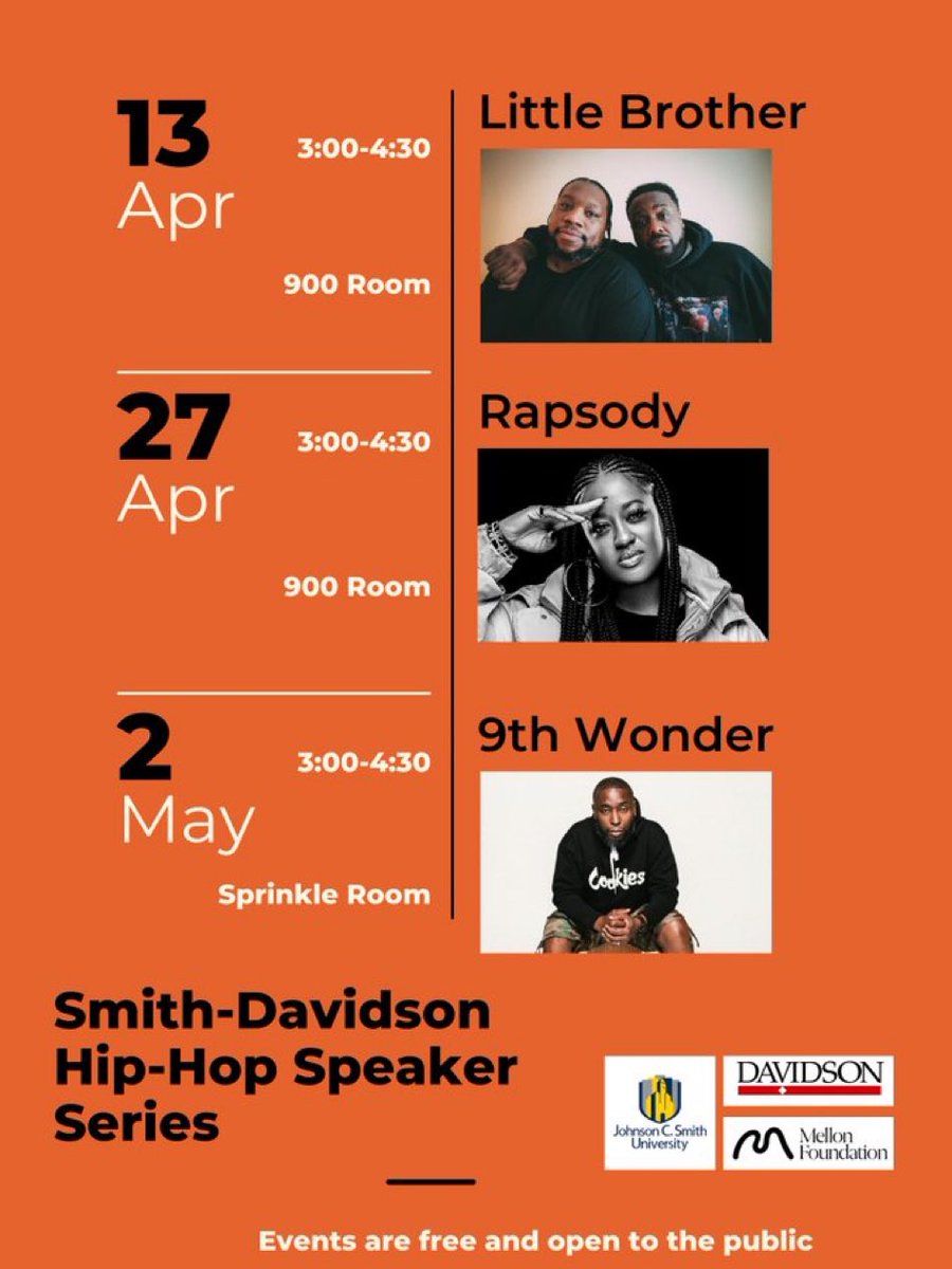 The second verse… Rapsody! Please join @t_bunzey (@JCSUniversity) and I (@DC_Sociology) at @DavidsonCollege. Tell a friend to tell a friend!!