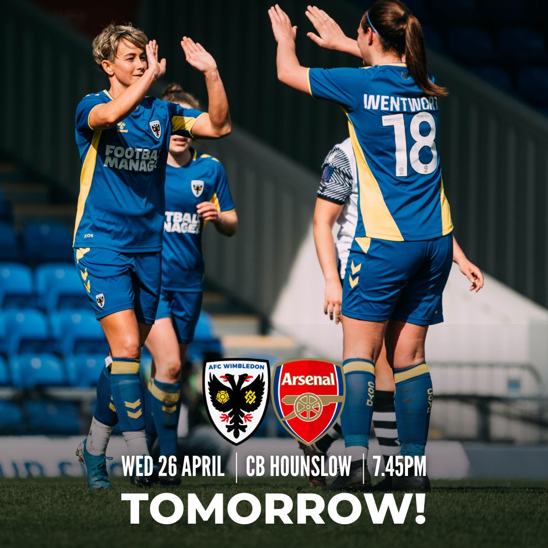afcw_women's tweet photo. ALL UP FOR THE CUP! 🏆

Just one more day until the Capital Cup final! 

🆚 @ArsenalWFC Academy
📅 Wednesday 26 April
🕗 7.45PM kickoff
🏟️ CB Hounslow, TW4 6DH
🎟️ https://t.co/c3i7If4obX

#AFCW #AFCWWomen https://t.co/yAS535LQgi