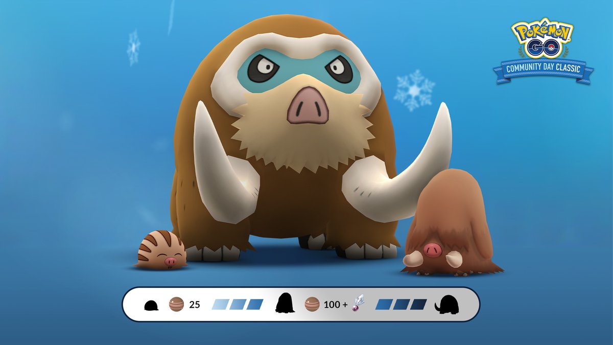 PokemonGOespana's tweet photo. No esperéis a que haya otra glaciación, ¡podréis encontrar a Mamoswine este #PokemonGOCommunityDay al evolucionar a un Piloswine!
 
https://t.co/mkvadSXvTc https://t.co/TQAO0O9JSv