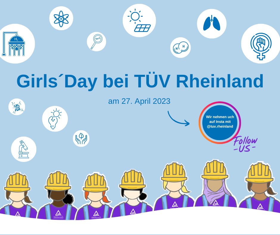 tuvcom_presse's tweet image. Begleitet uns am Donnerstag beim Girls&apos; Day auf Instagram @tuv.rheiland 📸 Die Schülerinnen erwartet ein vielseitiger Einblick in MINT-Berufe, neue nachhaltige Innovationen und ganz viel Girlpower! 💁‍♀️💁🏻‍♀️💁🏼‍♀️💁🏽‍♀️💁🏾‍♀️💁🏿‍♀️ #femaleempowerment #tuvinside #femalefuture #girlsday