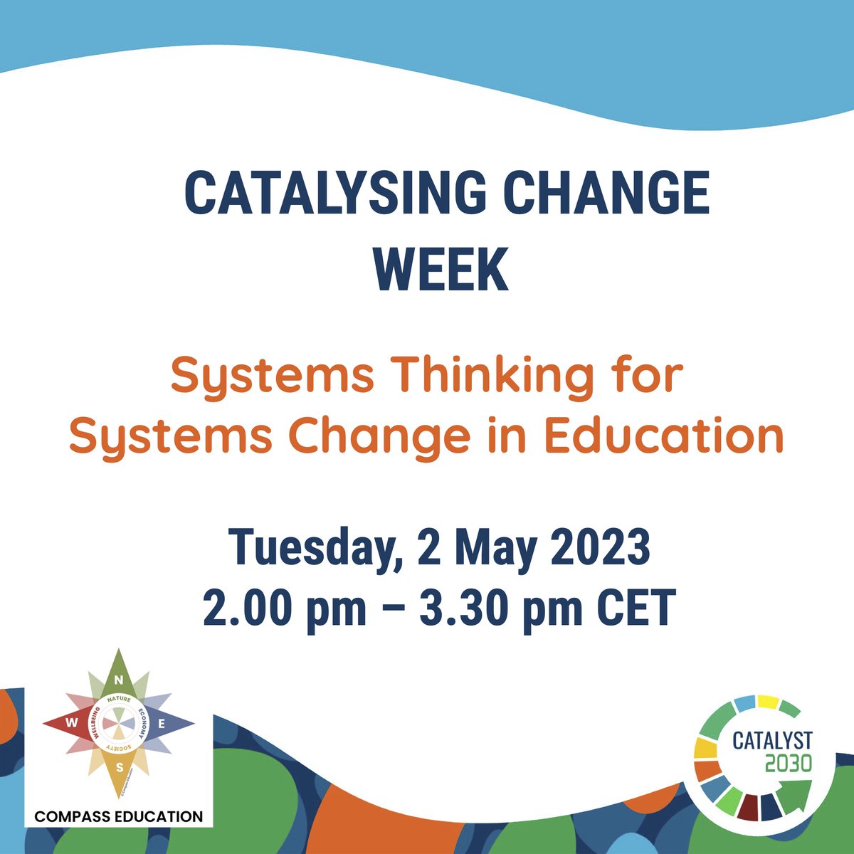 Join us during #CatalysingChangeWeek2023 on Tuesday 2 May 2023 2.00 pm – 3.30 pm CET in our session 'Systems Thinking for Systems Change in Education' with @GitanjaliGPaul, @laurence_myers, @KathKtl & @NicoleSwedlow | Register at: catalyst2030.info/RegisterCCW
@Catalyst_2030 | #CCW2023