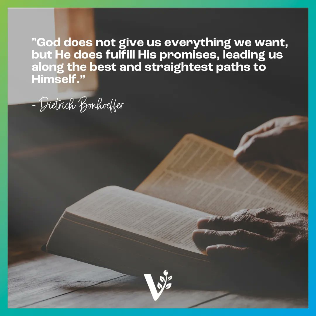 BarrySegalVFI's tweet photo. "God does not give us everything we want, but He does fulfill His promises, leading us along the best and straightest paths to Himself.” – Dietrich Bonhoeffer #visionforisrael #quoteoftheday #inspirationalquotes #promises #dietrichbonhoeffer https://t.co/egLnkE2I6b