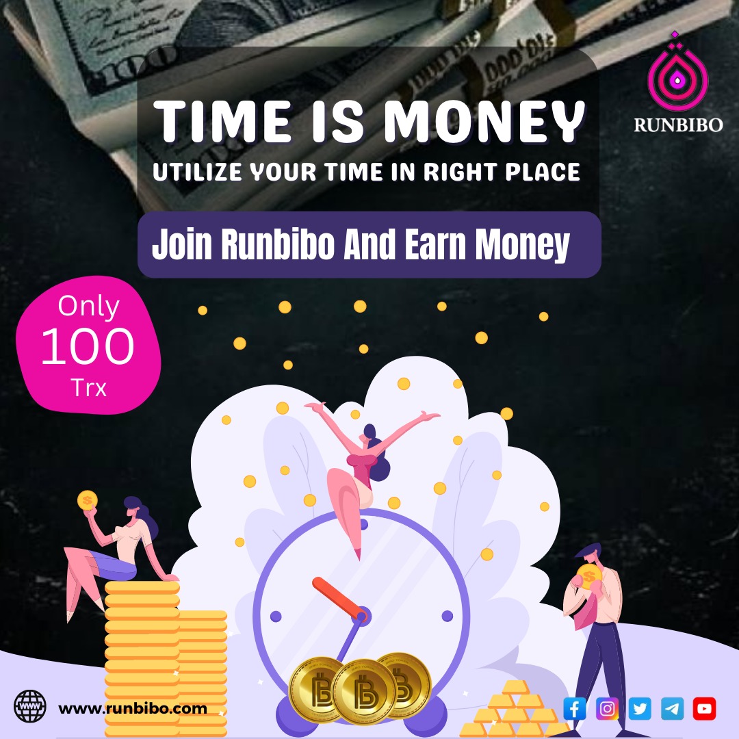 run_bibo's tweet photo. 🕒Time is Money💸
🕒Utilize your time in right place 💸
💥💥Join Runbibo 💥💥
💰💰And Earn Money💰
💥💥Start Now!💥💥
🌐https://t.co/TKHzuVobud🌐
#runbibo #time #money #rightplace #earnmoney #runbiboincome #joinnow #runbibocoin #regularincome #bestearningplatform #sucess #joinnow https://t.co/r8E0Ga8uNr