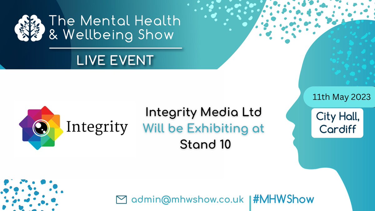 mhwshow's tweet photo. Integrity Media will be exhibiting at the MHW Show on May 11th at Cardiff City Hall. Integrity Media is a publishing company with a unique objective providing a platform for those suffering poor mental health. Visit their website :) https://t.co/uQtuXIZpAC @RebuildRelaunch https://t.co/YP4sJMMaCx