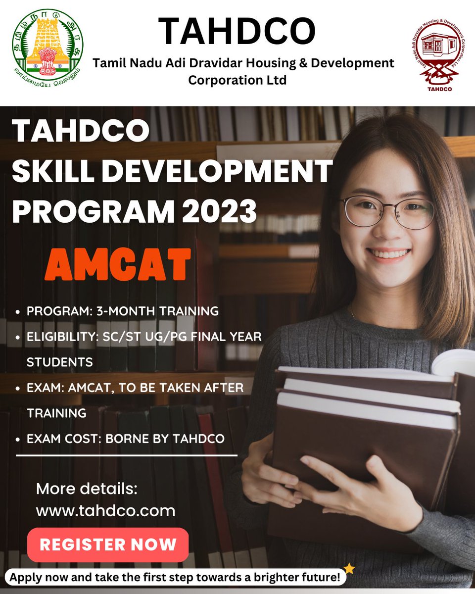 tahdco's tweet photo. SC/ST final year UG/PG students, boost your career with TAHDCO 3-month AMCAT training program. We'll cover the exam cost too!  
Apply now! 
 https://t.co/S1lFC1Vyhf 
#TAHDCO #AMCAT #Training https://t.co/OOzGehNF7V