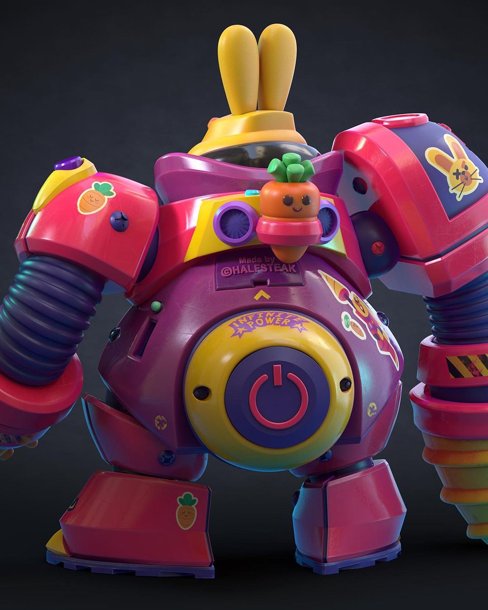 #HuionArtista &amp; #HuionKamvaspro

Super cool mecha y su pequeña zanahoria

Artista: <a href="/halfsteak_/">Julio Lopez</a>

Herramienta: Kamvas pro 24 4k

Entra por el enlace abajo:bit.ly/3UOMpLW

#huion #huiontableta #digitalart #3d #3dcharacter #3dart #workspace