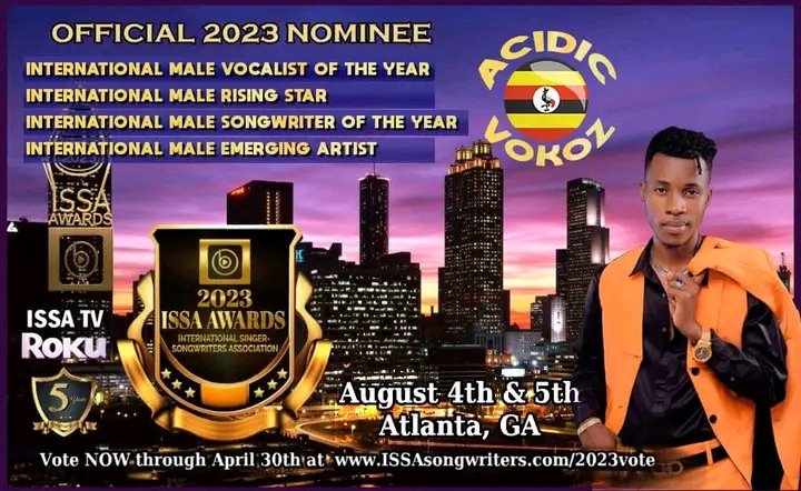 AcidicVokoz's tweet photo. Got nominated in four categories in the ISSA Awards in United States 🇺🇸. Let’s vote as much as we can do we have this brought home Lyrical Boy Nation we can have it brought to the pearl of Africa 🇺🇬
Vote at https://t.co/G4OdnTFZ4Z

Cc. @Santa_Hustler https://t.co/hKkDY3UjU9