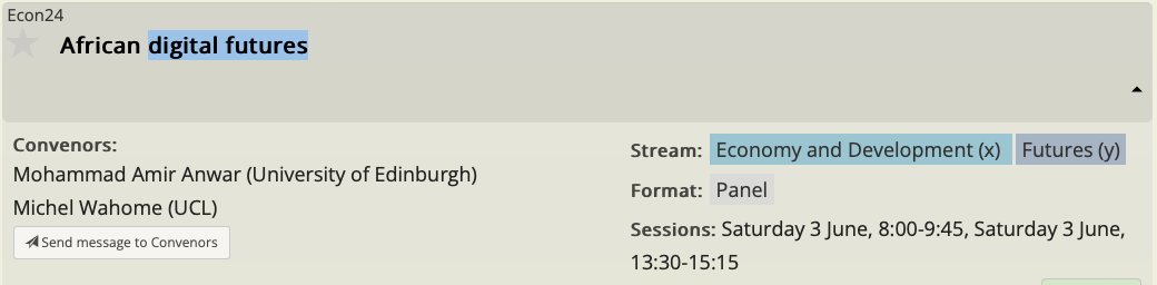 ibalilebali's tweet image. #ECAS2023. 
@michelwahome and I have an exciting panel coming up on #African #digital #futures. 

&quot;African digital futures are not predestined but can be made and remade.&quot;

We have a number of exciting papers across two sessions.  Looking forward to it.  
@africanstudies