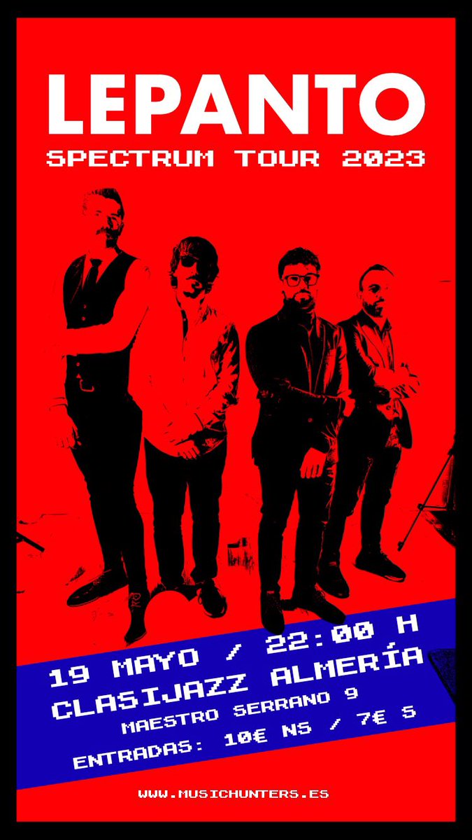 Lepantomusic's tweet photo. Next stop: @clasijazz Almería
Entradas 🎟️ https://t.co/zzq9lz4vHO
#parati #fyp #otrometeorito #spectrumtour #indie #indierock #FeriaSevilla23 #LISA https://t.co/5z3kU6txgq