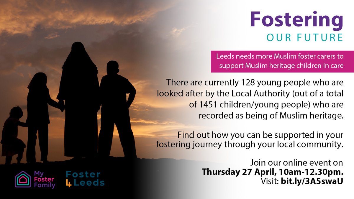 We are seeing more and more young people from Muslim heritage backgrounds entering the care system.   

If you would like to know more please attend our online event on Thursday 27 April, 10am-12.30pm. To join the event on the day click here: bit.ly/3A5swaU
