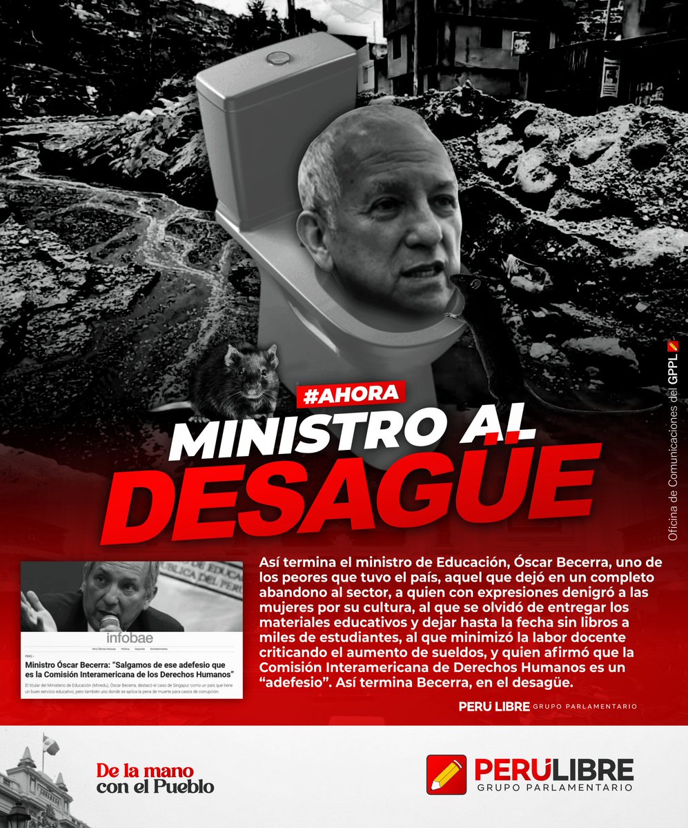 FPorturas's tweet photo. Así termina Becerra, en el desagüe.
@congresoperu @rojas_cerron @suselparedes @FPorturas 
#fapg https://t.co/JdQme5ZVk2