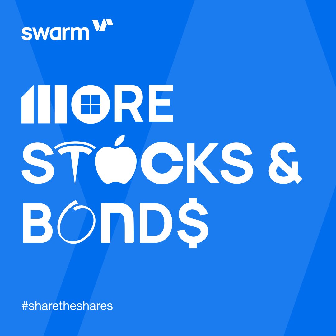 SwarmMarkets's tweet photo. Today we announced Swarm is adding 7 companies to our regulated #tokenized stocks offering. The new companies are:

🔵#Blackrock (BLK)
🔵#Coinbase (COIN)
🔵Coupang (CPNG)
🔵Intel (INTC)
🔵Microsoft (MSFT)
🔵Microstrategy (MSTR)
🔵NVIDIA (NVDA)

https://t.co/la8S1dBVKz #RWA https://t.co/SnkJCLptNm