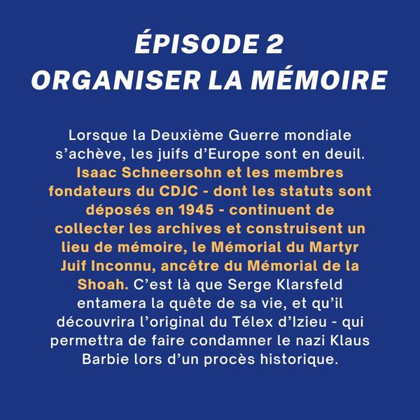 Shoah_Memorial's tweet photo. À l’occasion des 80 ans de la création du Centre de documentation Juive Contemporaine (#CDJC), le @Shoah_Memorial  vous présente son nouveau #podcast « Le récit inédit du sauvetage des archives de la Shoah ».

🎙️Disponible sur toutes les plateformes d’écoute. https://t.co/0c5Dd9z4Xf