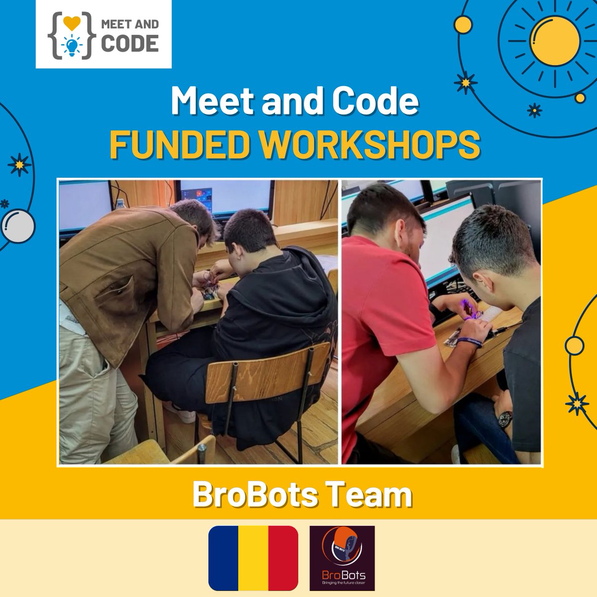 MeetAndCode's tweet photo. 🚀 We're thrilled to look back at the amazing coding workshops that were funded by #MeetAndCode in 2022!
👀 Check out some of these coding moments that were captured during the "Systems with microprocessors" workshop, by #BroBotsTeam
#DigitalSkillse #Coding4Good #SAP4Good https://t.co/9hxyELS5uf