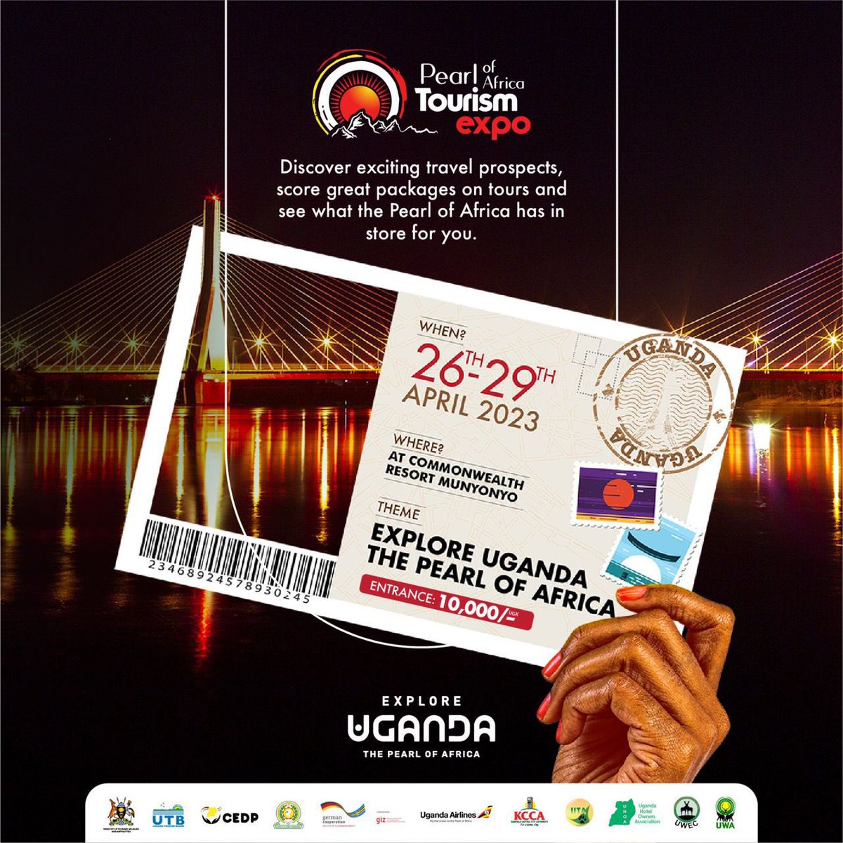 simplcious's tweet photo. Only a few hours left until the 7th edition of the Pearl of Africa Tourism Expo 2023 kicks off!

Don't miss out on this amazing opportunity to explore Uganda's tourism

Join us @spekeresort at only 10,000 shillings. 

Don’t miss out! 

#POATE23 #ExploreUganda https://t.co/0WixBcjhmF