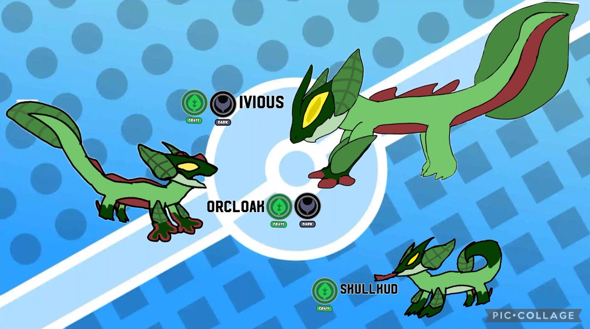 Just_Hiro_'s tweet photo. I found some of my old fakemon from 2021 it’s definitely nice to see how much I’ve improved but it’s also pretty embarrassing but these where my first ever try at digital art so I think I did pretty good for a beginner back then anyway here’s the starters https://t.co/xTwyzWqvbe